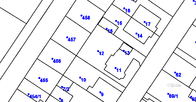 Parcela st. 12 v KÚ Prosetice, Katastrální mapa