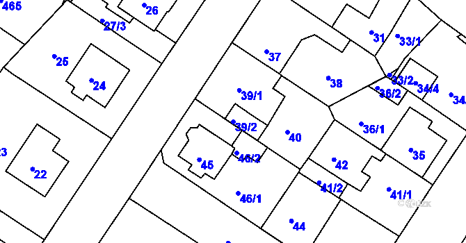 Parcela st. 39/2 v KÚ Prosetice, Katastrální mapa
