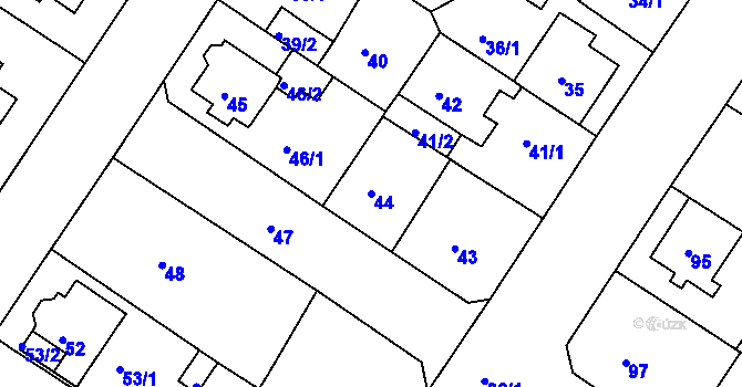 Parcela st. 44 v KÚ Prosetice, Katastrální mapa