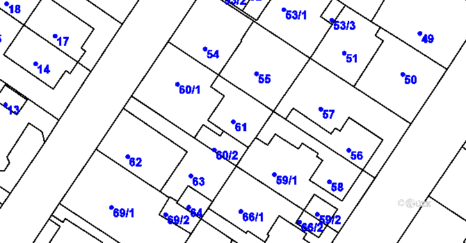 Parcela st. 61 v KÚ Prosetice, Katastrální mapa