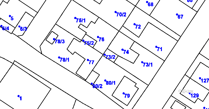Parcela st. 73/2 v KÚ Prosetice, Katastrální mapa