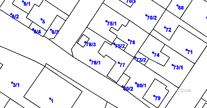 Parcela st. 78/2 v KÚ Prosetice, Katastrální mapa