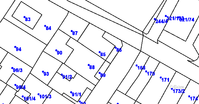 Parcela st. 85 v KÚ Prosetice, Katastrální mapa