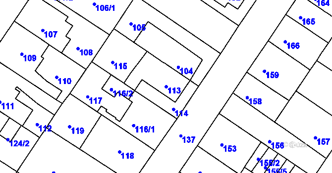 Parcela st. 113 v KÚ Prosetice, Katastrální mapa
