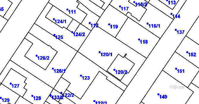 Parcela st. 120/1 v KÚ Prosetice, Katastrální mapa