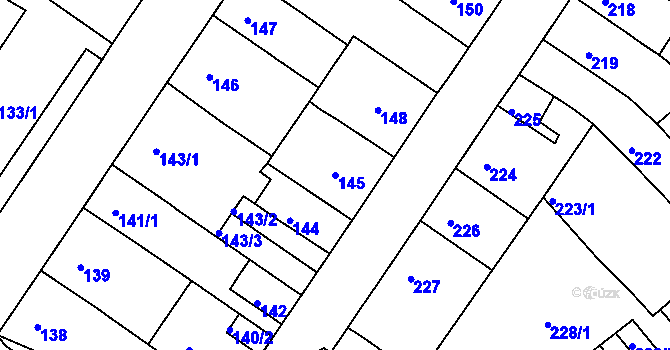 Parcela st. 145 v KÚ Prosetice, Katastrální mapa