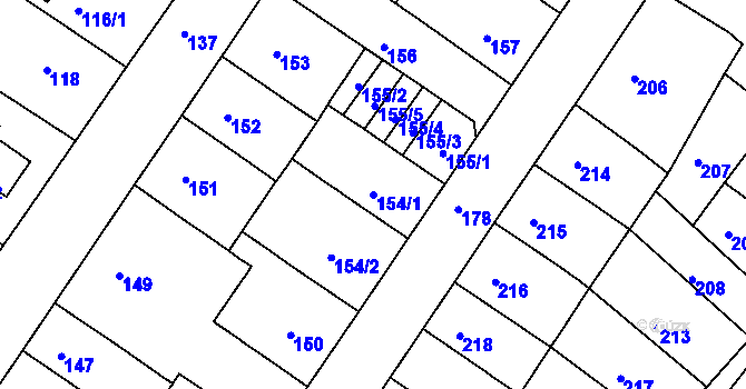 Parcela st. 154/1 v KÚ Prosetice, Katastrální mapa