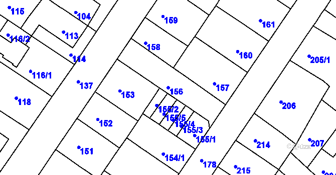 Parcela st. 156 v KÚ Prosetice, Katastrální mapa