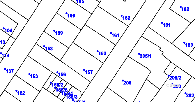 Parcela st. 160 v KÚ Prosetice, Katastrální mapa