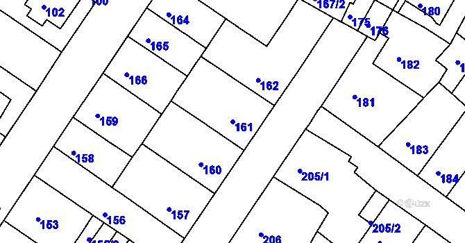 Parcela st. 161 v KÚ Prosetice, Katastrální mapa