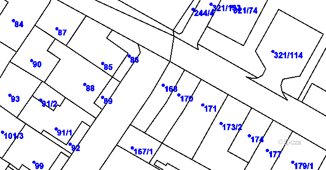 Parcela st. 168 v KÚ Prosetice, Katastrální mapa