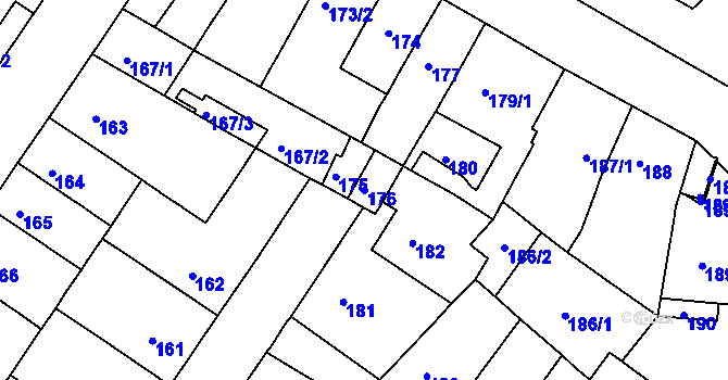 Parcela st. 176 v KÚ Prosetice, Katastrální mapa