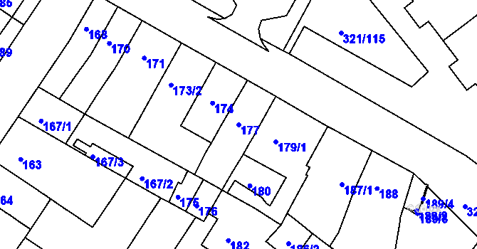 Parcela st. 177 v KÚ Prosetice, Katastrální mapa