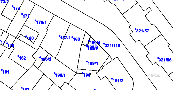 Parcela st. 189/2 v KÚ Prosetice, Katastrální mapa