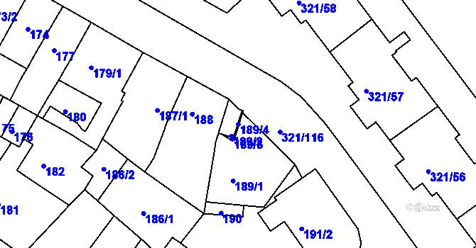 Parcela st. 189/4 v KÚ Prosetice, Katastrální mapa