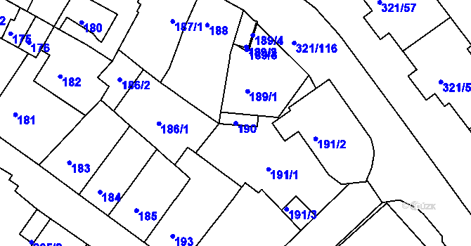 Parcela st. 190 v KÚ Prosetice, Katastrální mapa