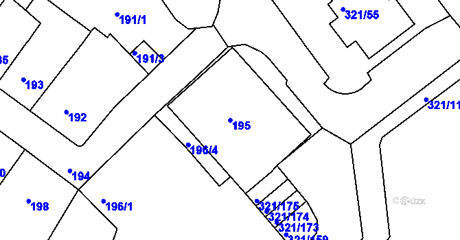 Parcela st. 195 v KÚ Prosetice, Katastrální mapa