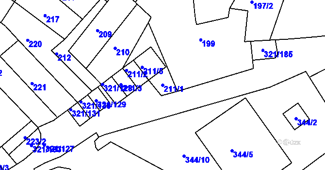 Parcela st. 211/1 v KÚ Prosetice, Katastrální mapa
