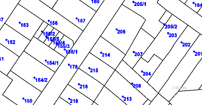 Parcela st. 214 v KÚ Prosetice, Katastrální mapa
