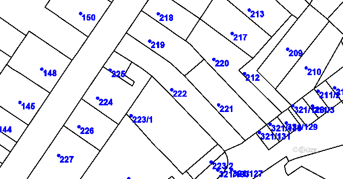 Parcela st. 222 v KÚ Prosetice, Katastrální mapa