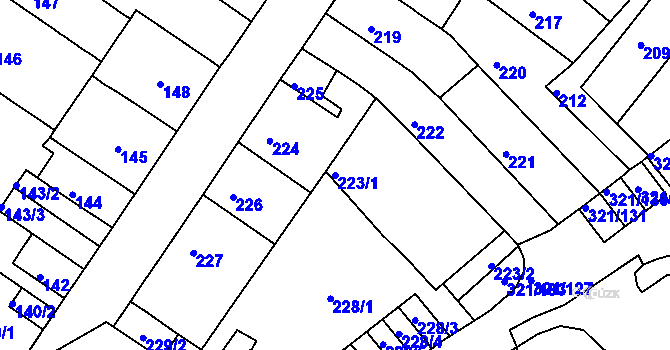 Parcela st. 223/1 v KÚ Prosetice, Katastrální mapa