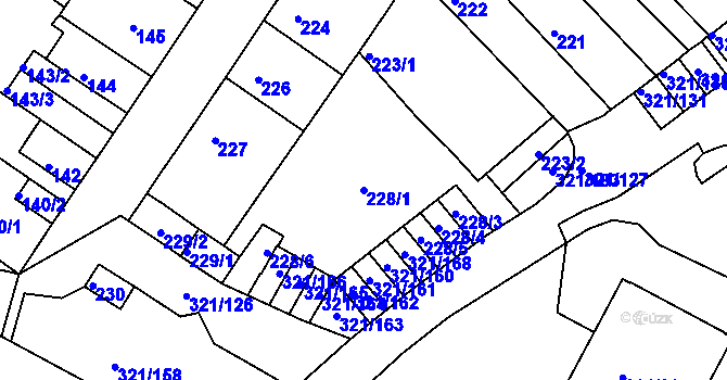 Parcela st. 228/1 v KÚ Prosetice, Katastrální mapa