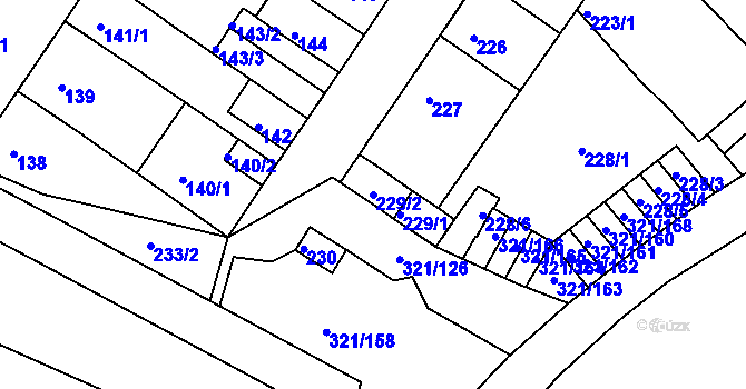 Parcela st. 229/2 v KÚ Prosetice, Katastrální mapa
