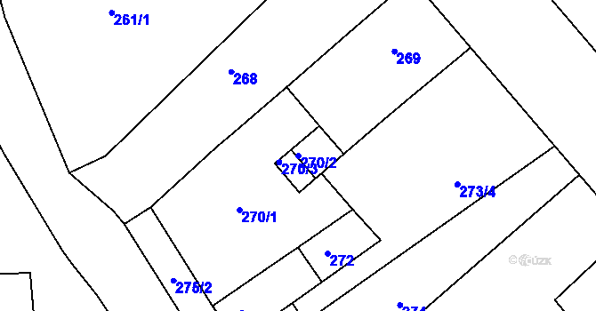 Parcela st. 270/2 v KÚ Prosetice, Katastrální mapa