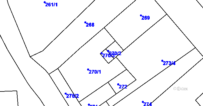 Parcela st. 270/3 v KÚ Prosetice, Katastrální mapa