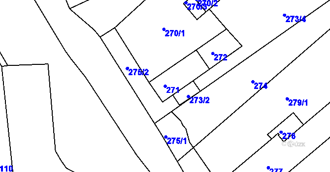 Parcela st. 271 v KÚ Prosetice, Katastrální mapa