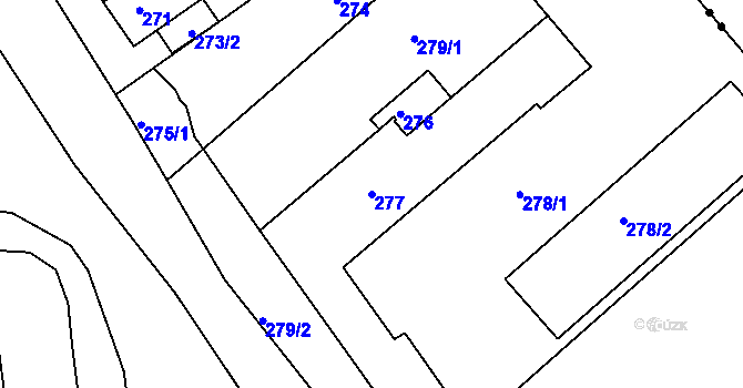 Parcela st. 277 v KÚ Prosetice, Katastrální mapa
