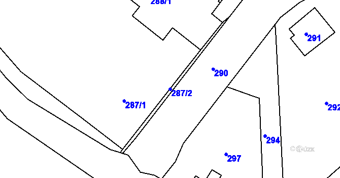 Parcela st. 287/2 v KÚ Prosetice, Katastrální mapa
