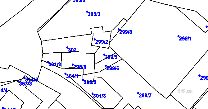 Parcela st. 299/5 v KÚ Prosetice, Katastrální mapa