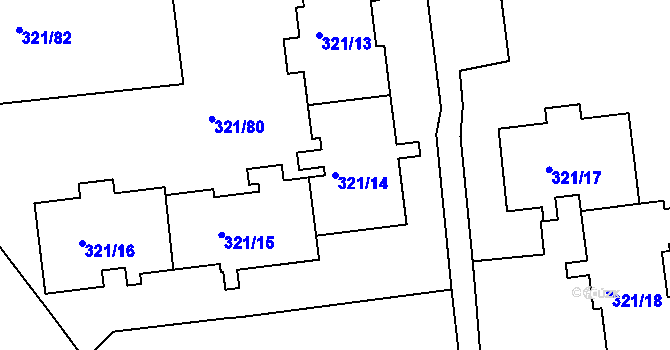 Parcela st. 321/14 v KÚ Prosetice, Katastrální mapa