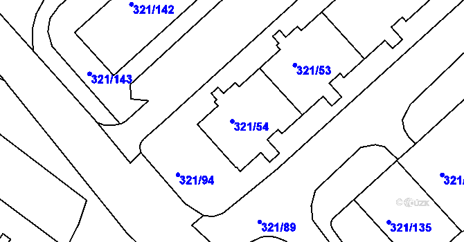 Parcela st. 321/54 v KÚ Prosetice, Katastrální mapa