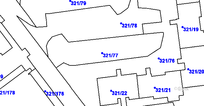 Parcela st. 321/77 v KÚ Prosetice, Katastrální mapa