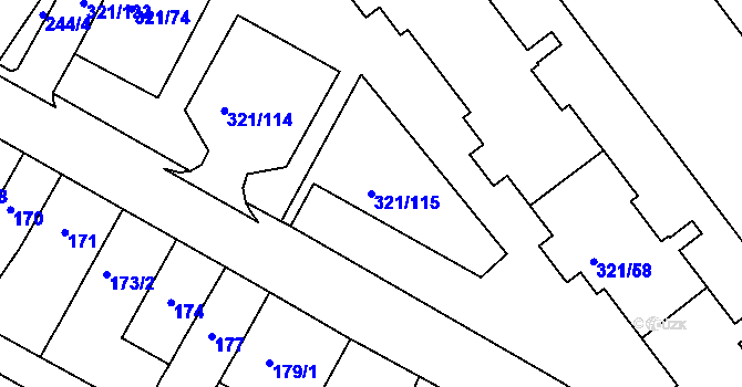 Parcela st. 321/115 v KÚ Prosetice, Katastrální mapa