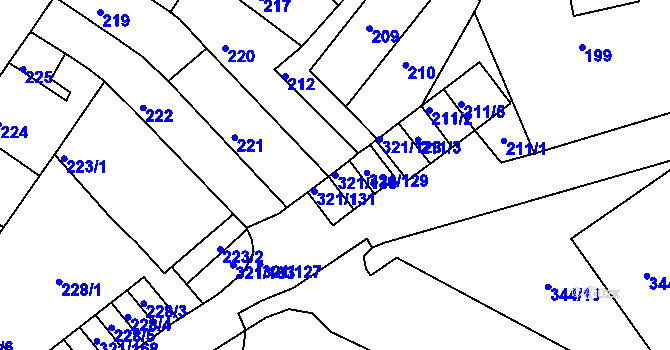 Parcela st. 321/130 v KÚ Prosetice, Katastrální mapa