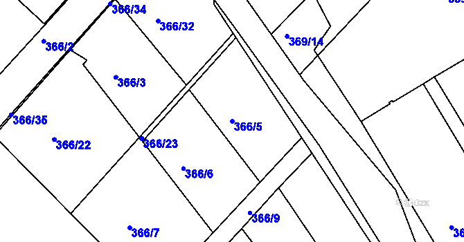 Parcela st. 366/5 v KÚ Prosetice, Katastrální mapa