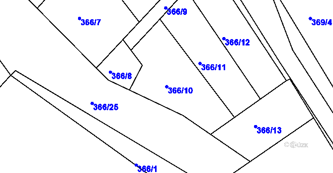 Parcela st. 366/10 v KÚ Prosetice, Katastrální mapa