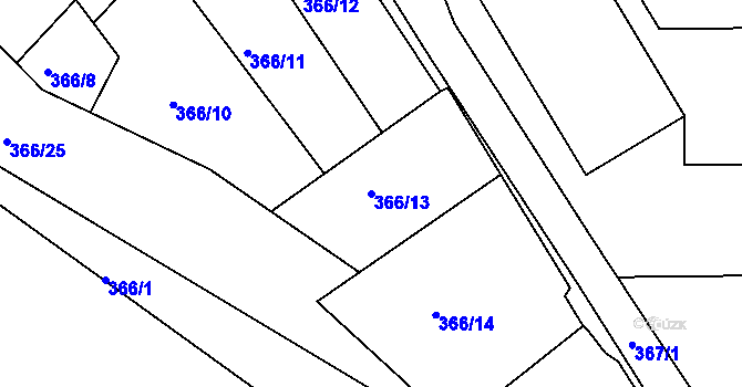 Parcela st. 366/13 v KÚ Prosetice, Katastrální mapa