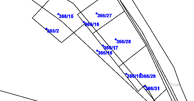 Parcela st. 366/18 v KÚ Prosetice, Katastrální mapa