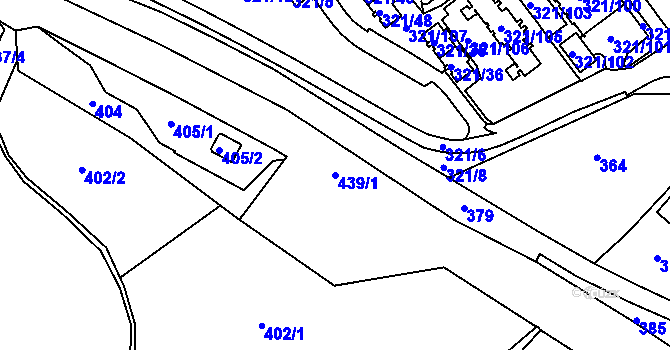 Parcela st. 439/1 v KÚ Prosetice, Katastrální mapa