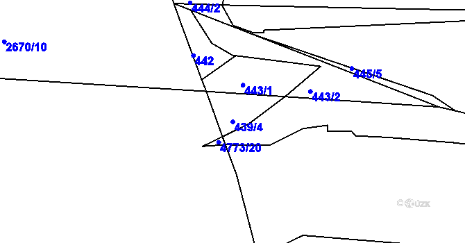 Parcela st. 439/4 v KÚ Prosetice, Katastrální mapa