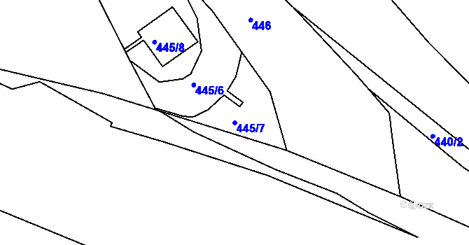 Parcela st. 445/7 v KÚ Prosetice, Katastrální mapa