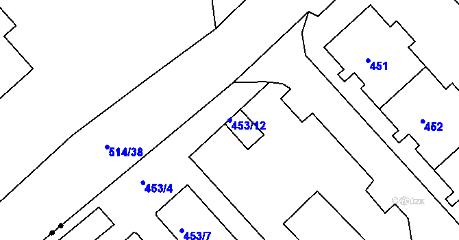 Parcela st. 453/12 v KÚ Prosetice, Katastrální mapa