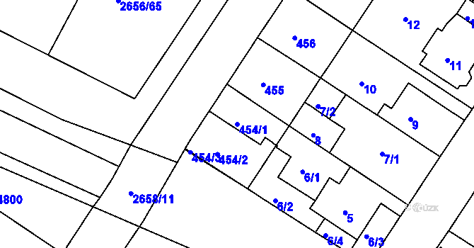 Parcela st. 454/1 v KÚ Prosetice, Katastrální mapa