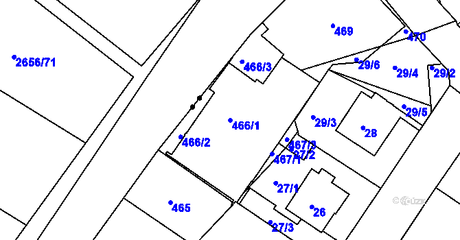 Parcela st. 466/1 v KÚ Prosetice, Katastrální mapa