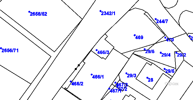 Parcela st. 466/3 v KÚ Prosetice, Katastrální mapa