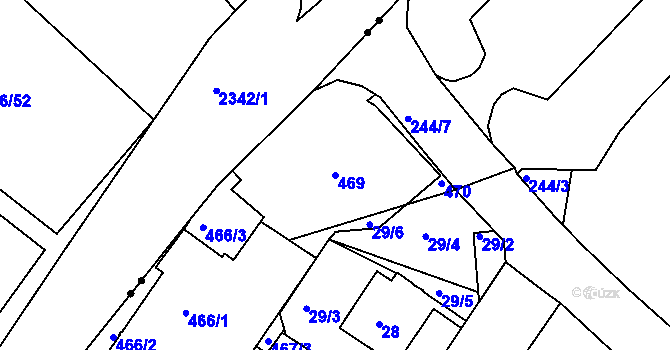 Parcela st. 469 v KÚ Prosetice, Katastrální mapa